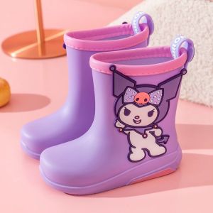ALLUCK Sanrio Kuromi  Melody Childrens Rain Boots PVC Waterproof Anti-Slip Rain Shoe Cover  Wear-Resistant Kids Rain Shoes for All Season