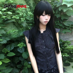 Genayooa Y2k Áo Sơ Mi Cổ Điển Phụ Nữ Xù Không Tay Áo Và Áo Sơ Mi Những Năm 2000 Áo Grunge Nhật Bản Áo Tăng Cổ Điển Mỹ E-girls2026