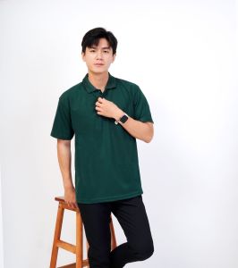 Kaos Kerah polos hijau army 100% BAHAN KATUN PREMIUM  - kaos kerah pria hijau army polos lengan pendek - Kaos Kerah polos hijau tua - Kaos Kera Polos