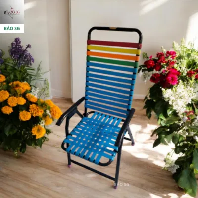 Ghế Cafe Dây Nhựa Có 4 Bậc Tựa lưng Khung Sắt Cao Cấp