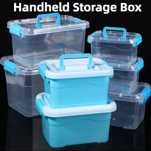 Transparent Storage Box Photos Small Card Classification Desktop Drawer Organizer Stationery Storage Container Handle Storage Box Toy Storage Box Cosmetics Storage Box