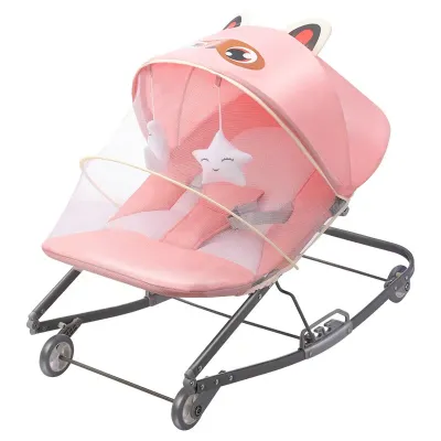 baby rocking chair 0-2 years old can sit lying With mosquito net foldable detachable newborn cradles bassinets