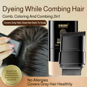 Disposable synchronized combing and dyeing to cover gray hair