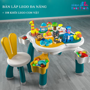 Bàn xây dựng trẻ em đa năng Hoa Anh Đào đồ chơi trí tuệ lắp ráp xếp hình cho bé