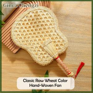 Ginca 1ชิ้นตัวกลมธรรมชาติเป็นมิตรต่อสิ่งแวดล้อมสไตล์จีนพัด DIY พัดลมระบายความร้อนตกแต่งบ้านพัดมือ