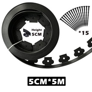 HEYMAN Garden Edging Border No Dig Garden Lawn Edging Strip Border 5M/16.4ft Premium No Dig Yard Edging Kit 5cm/2" Hedges Boundaries Lawn Boarder