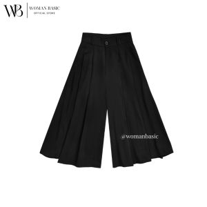 Quần lửng ống rộng nữ bigsize Woman Basic Quần culottes dáng xòe xếp ly kaki nhăn Nhật Bản QD05