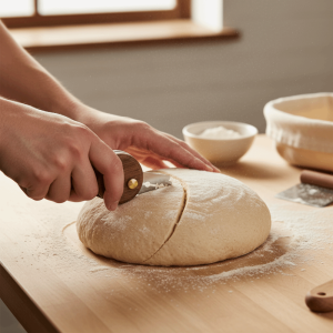 KECTTIO Folding Wood Handle Bread Lame Detachable with 5 Replaceable Blades Dough Trimmer Simple Vintage Sourdough Scorer Gift