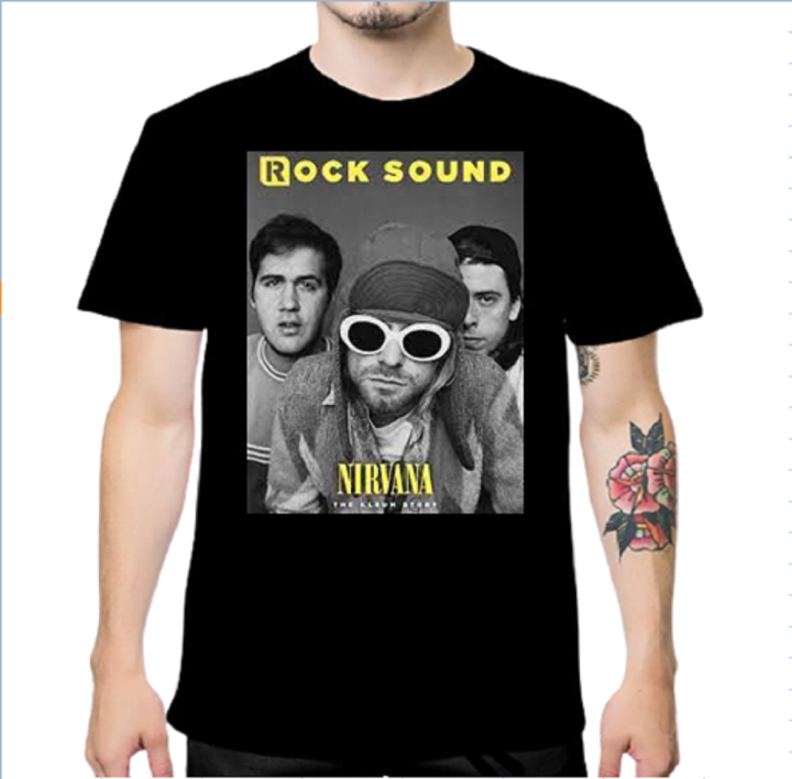 Kaos Band Nirvana T-Shirt Pria Kurt Cobain Bahan Katun Combet