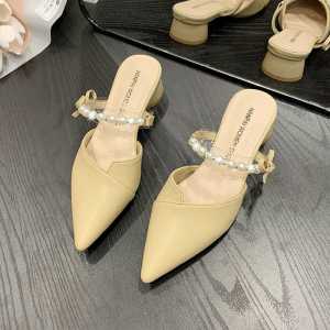 [BrandedBaby] 35-40 Sepatu Mule Wanita Flat Shoes Dewasa Dengan Pearl Terbaru 2023 Pesta Slip Resistant elegan