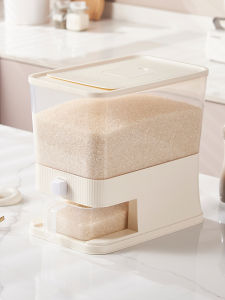 8KG Transparent Push Type Rice Dispenser and Storage with measuring cup