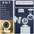 foldable electric fan mini Multifunction with led lamp desk table wall-mounted ceiling air cooler dormitory charging adjust night light usb rechargeable portable folding fans for home office gift. 