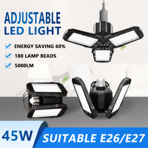 MKEPS LED Garage Light Bulbs Super Bright Ceiling Lights With 4 Fan Blade Lamp Adjustable 60W Bulbs For House E26/E27