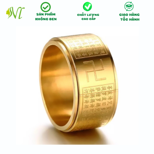 Nhẫn Nam Chữ Phước CHỐNG O XY HÓA Màu Vàng May Mắn Nhẫn Phước Kim Tiền Trọng Nhẫn Nam Phước Tài Nhẫn nam titan - Người Đẹp Vì Lụa