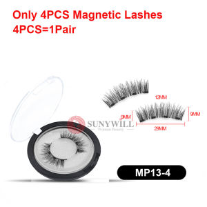 1คู่แม่เหล็กขนตาปลอม3Dแฮนด์เมด4แม่เหล็กตาLahesไม่มีกาวธรรมชาติขยาย