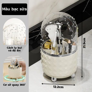 Yuumi HộP ĐựNg Mỹ PhẩM Có NắP Trong Suốt Có Thể Xoay Được HộP ĐựNg Cọ Trang ĐiểM Khay ĐựNg Son