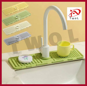 TWOL 1pcs Sink Drain Mat Soap Pad Mouthwash Coaster Cleaning Sponge Drain Mat Elevated Slope Drain Mat Anti-Splash Mat