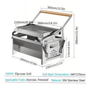 HEJI Rotating Barbecue Outdoor portable folding Barbecue Grill Grill heavy duty stainless steel thickened barbecue stove