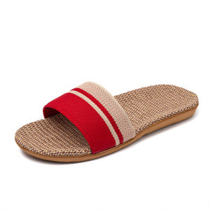 Vintage Linen Rattan Slippers Open Toe Deodorant and Sweat-Absorbing Couple Slippers Soft Bottom Non-Slip Summer Beach Slippers