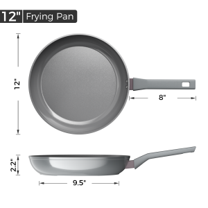 Sanho Frying Pan Diamond-Titanium Ceramic Coating Non-Stick Wok Free from PFAS& PTFE& PFOA 3Pcs Set