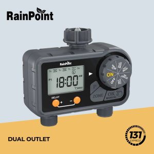 RainPoint Digital Tap Timer Programmable Rain Delay Auto Irrigation IPX4 LCD Up to 3 Plans/Day