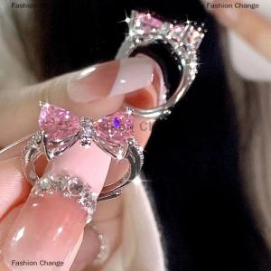 [COD] Fashion Change Lovely Princess Pink Ring Adjustable Bowknot Ring Sweet Ins Style Ring Jewelry For Women Birthday Party Gift Accessories