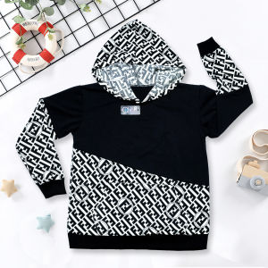Hoodie Anak Laki-Laki Motif Geometris Kerah Hoodie Poliester untuk Usia 3-15 Tahun - CH ERA