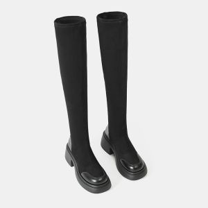 Size 35-40 Fashion Boots Versatile Thick Bottom Thick High Heel Over Knee Elastic Boots for Women