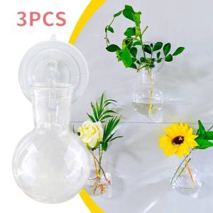 1/3PCS Acrylic Wall Mounted Vase Transparent Creative Plant Hydroponic Container Home Decoration