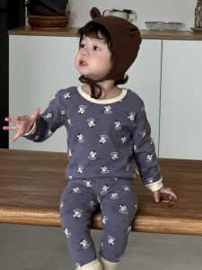 Korean-style childrens autumn clothing 2025 Baby Autumn and Winter Clothes Boys Cartoon Home Wear Set