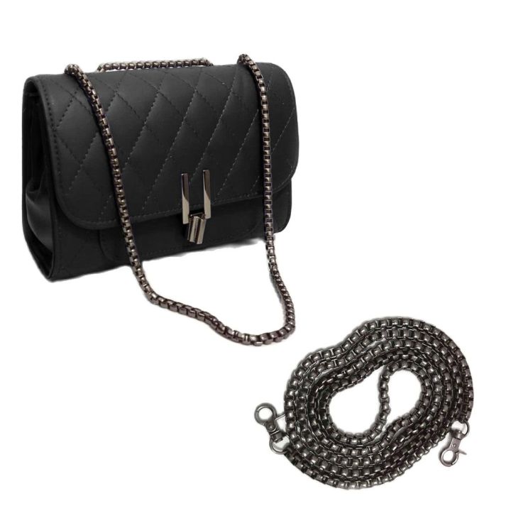 Tali Rantai gold sling bag rante panjang black nickel strap tas