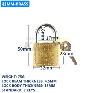 20-50mm Heavy Type Brass Padlock Security Anti -Theft Storage Cabinet Pad Lock With Keys