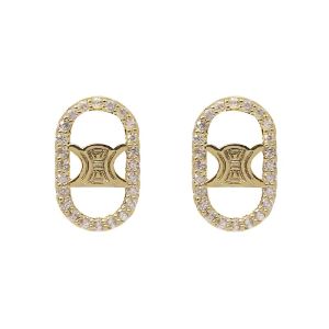 ต่างหูฝังเพชรคริสตัลงานชุบทอง14Kงานสวยเกรดดีสไตล์เกาหลีสวย