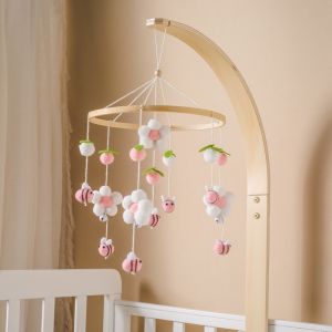 Baby Crib Bed Bell Rattle Toy 0-12 Months Wooden Mobile Cartoon Bee Bed Bell Hanging Toy Holder Bracket Infant Crib Bracket Gift2026