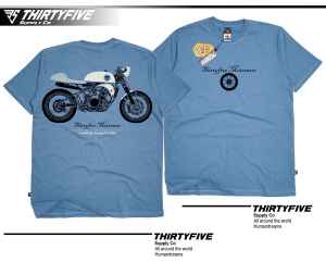 baju kaos distro anak laki-laki umur 9-16 tahun bahan katun adem motorstyle warna biru denim