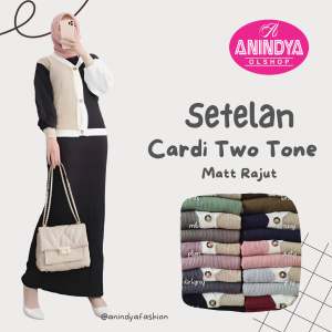 Setelan Rok Rajut Cardi Two Tone