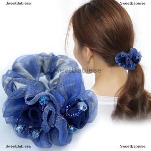 [COD] SweetBabiese Rubber Band Headdress Flower Hair Rope Elegant Woman Updo Horse Tail Elastic Large Scrunchie Hair Accessories For Women