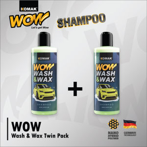 Car Wash Set Komak Wow! Wash & Wax Twin Pack 500ml x2 - Car Wash Shampoo - UV Protect