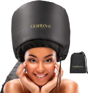 Hooded Hair Dryer Attachment w/A Headband Integrated That Reduces Heat Around Ears & Neck - Hair Dryer Hooded Diffuser Cap for Curly Speeds Up Drying Time Deep Conditioning At Home - Portable Large