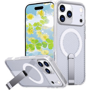 Ốp lưng cho iPhone 17 Pro Max [Tương thích với Magsafe] tản nhiệt với chân chống kim loại vô hình vỏ điện thoại mờ nhựa cứng chống sốc làm mát thoáng khí lưới mỏng cho iPhone 17Air16 Pro Max16E15 Plus14 Pro1312