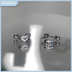 【SHANGZE4】 1Piece New Hollow ra tình yêu hình khuyên tai xương móng tay thời trang tinh tế Bông tai cho phụ nữ Y2K Punk đồ trang sức