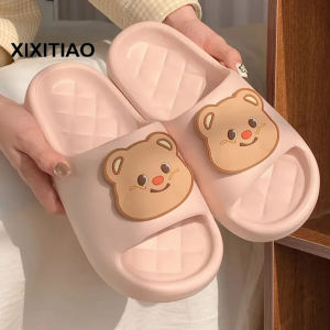 XIXITIAO Summer Soft Bottom Cute Cartoon Bear Indoor Slippers Outdoor EVA Home Slippers Women
