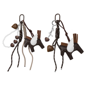 Lovely Little Horse Keyring with Antique Design PU Leather Beaded Keychain For Handbag Everyday Carry and Gifting Supply