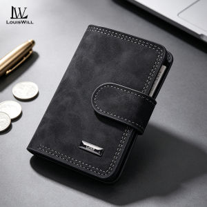 LouisWill Mens Wallet Simple Short Soft PU Business Wallet Multi-Card Position Holder Long Travel Purses Coin Pouch ID Credit Cards Holders