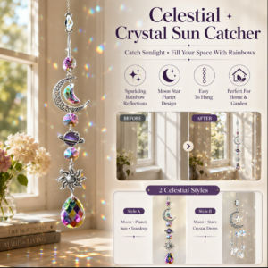 Sun Crystal Wind Chime Star Moon Planet Sun Catcher Hanging Garden Decor Outdoor Home Decoration Gift Festival Ornament