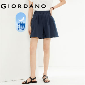GIORDANO Women Shorts Elastic Waist Stretchy Summer Shorts Lightweight Big Pockets Simple Fashion Casual Summer Shorts 05404307