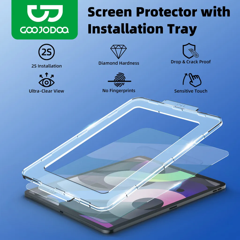GOOJODOQ Cut Out iPad Screen Protector Easy to Install in 2 Seconds with High Transparency and Sensitivity Experience for Air4 Air5 Air6 iPad Pro11 Pro12.9 7/8/9gen iPad Pro 2024