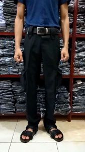 Celana Hitam PDL Lapangan Saku 6 Timbul Brimob Satpam Security Pramuka Bahan Rapilo Tebal Premium