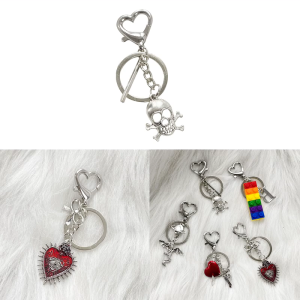 Niche Alloy Heart Buckle Keyring Building Blocks Skeleton Flying Dragon Heart Pendant Keyholder Bag Pendant for Women