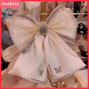 Heabety Vải Rhinestone Pha Lê Kẹp Tóc Bướm Lưới Bow Clip Tóc Mùa Xuân Clip Cho Phụ Nữ Hàn Quốc Phong Cách Thời Trang Phụ Kiện Tóc